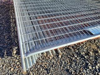 11x Steel Worsksite Safety Fencing Panels w/ Bases