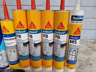 17x Assorted Adhesives, Sealants, Silicone, & More