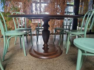 Large Round Cafe Table and 7 Chairs