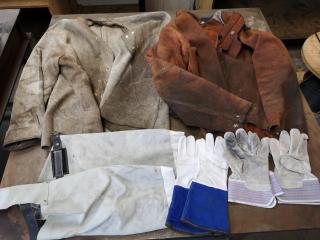 Assorted Leather Welding Coats, Gloves, Arm Protection