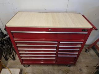 12 Drawer Superwide Tool Trolley with Ball Bearing Slides and Worktop.