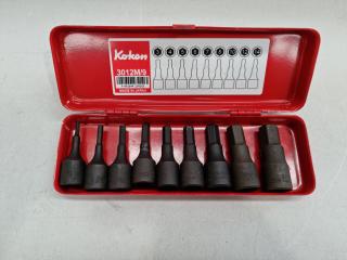 Koken 3012M/9 Inhex Socket Set In Case 9pc 3/8"Dr 3-14mm