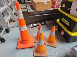 4x Orange Safety Road Cones