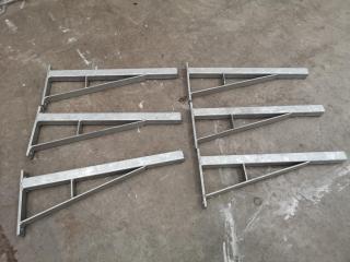 6x Galvanised Steel Wall Mounted Shelving Support Brackets
