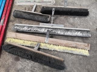 Assorted Concrete Pouring Brooms, Roller, w/ Poles