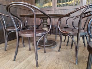 Cafe Table with 7 Bentwood Arm Chairs