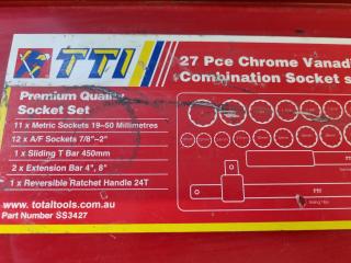 TTi 3/4" Drive Combination Socket Set, Metric & Imperial Sizes
