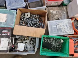 Assorted Fastening Hardware, Screws,Nails, Bolts, & More