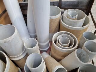 Assorted PVC Pipe Connectors, Fittings, w/ Steel Crate