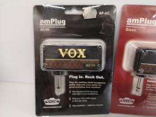 3x Vox amPlug Headphone Mini Guitar & Bass Amps
