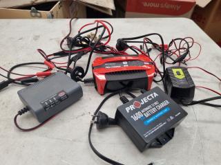 4x Assorted 12V Battery Chargers