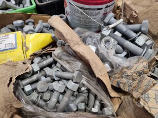 Pallet of Large Galvanised Structural Assembly Bolts, Assorted Sizes