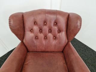 English Style Wingback Chair  - Leather (Brown)