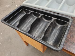 3x Commercial Kitchen Cutlery Trays