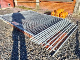 11x Steel Worsksite Safety Fencing Panels w/ Bases