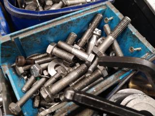 Assorted Workshop Tools, Supplies, Nuts, Bolts, Accessories