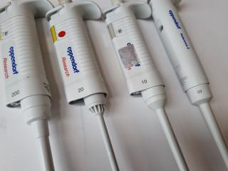 4x Eppendorf Single Channel Pipettes w/ Stand