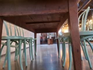 Antique Timber Cafe Table and 6 Chairs