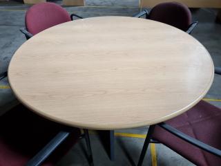 Round Office or Cafe Table w/ 4x Stackable Chairs