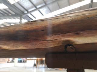 Large Macrocarpa Wood Table w/ Matching Bench Seating