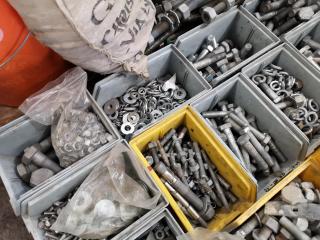 Pallet of Assorted Nuts, Bolts, Washers, & Other Fastening Hardware