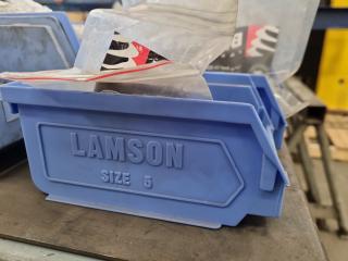 Assorted Storage Bins w/ Fastening Hardware, Nuts, Bolts, Washers & More