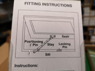 36x 350mm Fanlight Window Stays, Bulk Lot, New