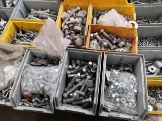 Pallet of Assorted Nuts, Bolts, Washers, & Other Fastening Hardware