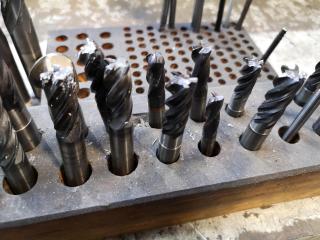 Assorted Mill Cutters, Bits, w/ Wood Holders & More