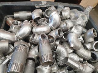 Large Bin of Stainless Pipe Fittings