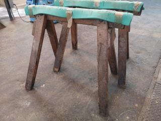 Pair of Wooden Workshop Saw Horses