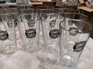 18x Assorted Labeled Drinking Glasses