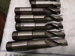 19x Assorted Rounded Edge & Square End Mill Bits, Imperial Sizes