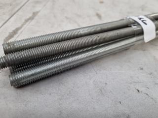 9x M8 Size Threaded Rods, 1m Lengths