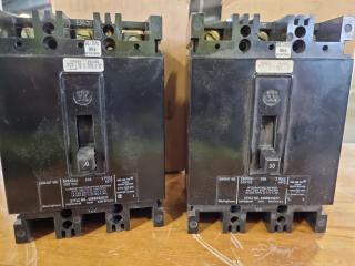 2x Culter Hammer 3-Pole Circuit Breakers