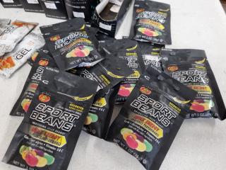 Assorted Energy Powders, Gels, Beans, and Chews, Dirty Surfaces