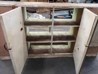 Vintage Wooden Workshop Storage Cabinet