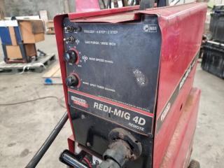 Lincoln Electric Redi Mig 325R 3-Phase Welder W 4D Wire Feeder Remote