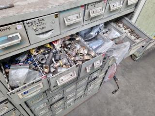 54-Drawer Steel Parts Bin Cabinet with Contents