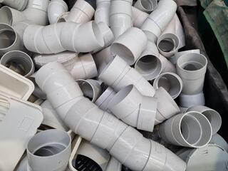 Assorted PVC Pipe Connectors, Fittings, Drain Basins