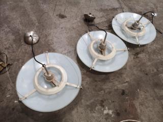 3x Hanging Halogen Lights, 1x Table Lamp, 4x Short Power Leads