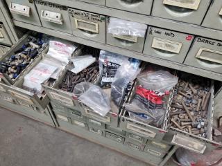 54-Drawer Steel Parts Bin Cabinet with Contents