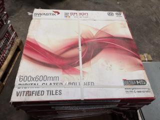 600x600mm Vitrified Ceramic Tiles, 23.04m2 Coverage