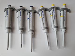 5x Eppendorf Research Plus Single Channel Pipettes w/ Stand