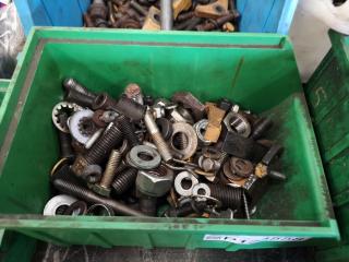 Assorted Bolts, Washers, Storage Bins & More