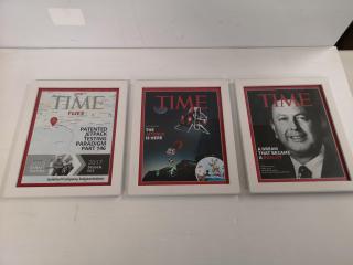 3x Framed Faux Time Magazine Covers for Martin Jetpack