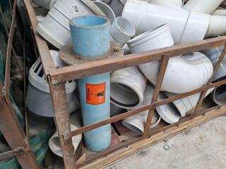 Assorted PVC Pipe Connectors, Fittings, w/ Steel Crate