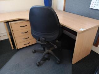 Office L-Shaped Corner Desk Workstation w/ Mobile Drawer & Chair