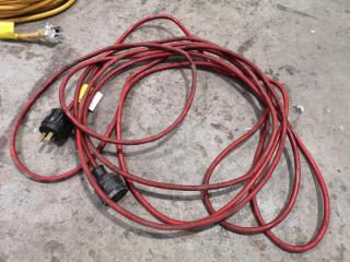 5x Assorted Workshop Power Extension Cords Leads & 2x Power Boards