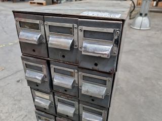 Vintage Steel Parts Storage Drawer Unit